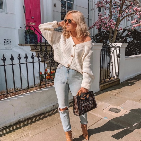 Black Knit Button Front V-neck Cardigan - Picture 13 of 16